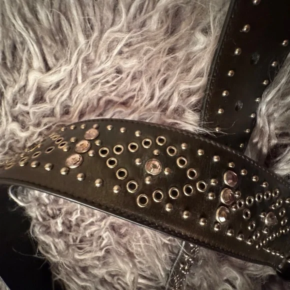 Prada Black Leather Studded Belt-NWT - Picture 2 of 4